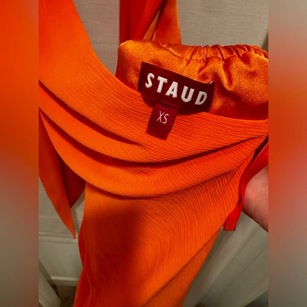 STAUD
Women's Orange Sycamore Wrap Gauze Wide-leg Jumpsuit size xs - Picture 11 of 13